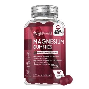 Магнезий (цитрат) Гъми 62.5 мг | Magnesium Gummies | WeightWorld, 90 желирани таблетки, с вкус на грозде