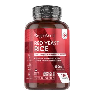 Червен ориз (дрожди) + коензим Q10 и витамин В1 | Red Yeast Rice | WeightWorld, 180 капсули