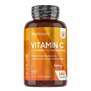 Витамин C 1000 мг + шипка и биофлавоноиди | Vitamin C with Rosehip and Bioflavonoids | WeightWorld, 180 таблетки