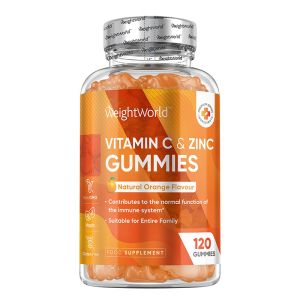 Витамин C + цинк Гъми | Vitamin C Zinc Gummies | WeightWorld, 120 желирани таблетки, с вкус на портокал