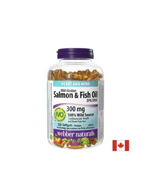 Дива сьомга (масло) от Аляска 1000 мг + Рибено масло 300 мг | Wild Alaskan Salmon & Fish Oil | Webber Naturals, 220 софтгел 