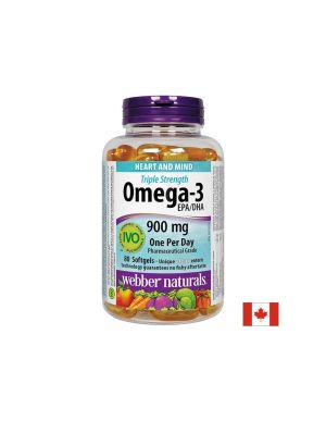 Омега 3 тройна концентрация 900 мг | Omega-3 Triple Strenght | Webber Naturals, 80 софтгел  