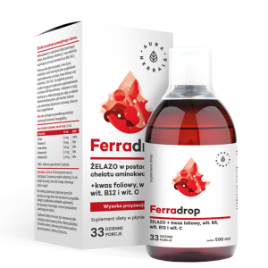 Желязо + фолиева киселина с витамини С, В6, В12 | Ferradrop | Aura Herbals, 500 ml