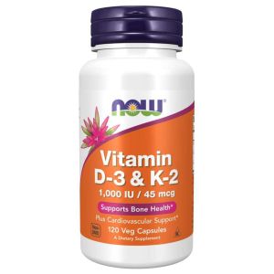 Витамин Д3 и К2, 1000 IU | Vitamin D3 + K2 | Now Foods, 120 капсули